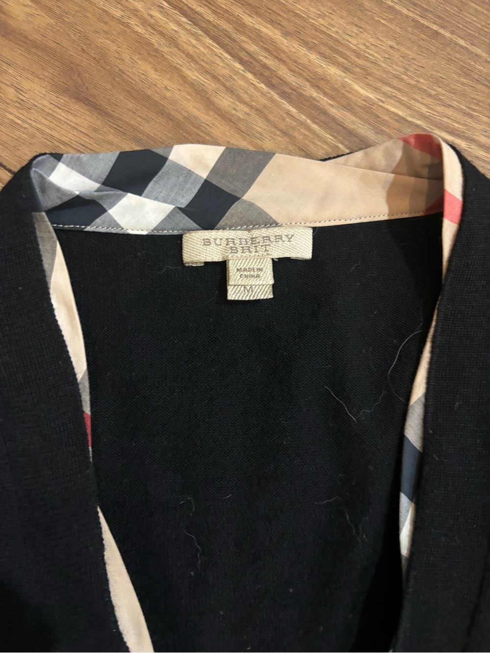 Burberry Black Button-Front Cardigan with Signature Trim - Picture 5 of 9